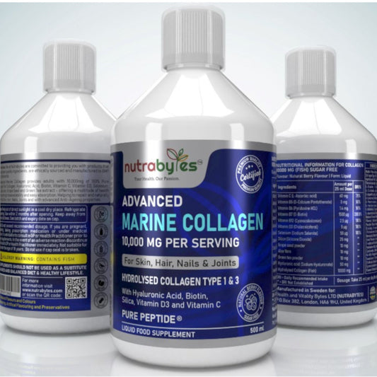 Colágeno marino líquido avanzado 10.000 mg | con ácido hialurónico, biotina y vitamina C | sabor bayas