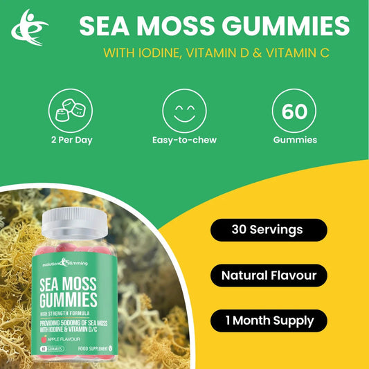Gomitas de musgo marino con yodo, vitamina C y vitamina D - Antiinflamatorio y apoyo inmunológico