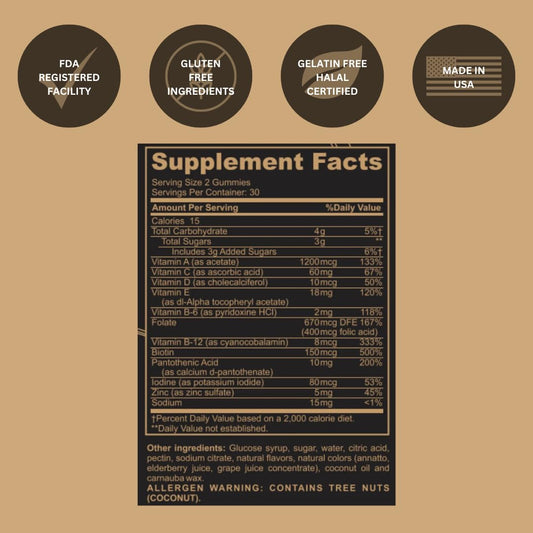 Black Girl Vitamins Gomitas multivitamínicas para mujer una vez al día – Apoyo inmunológico