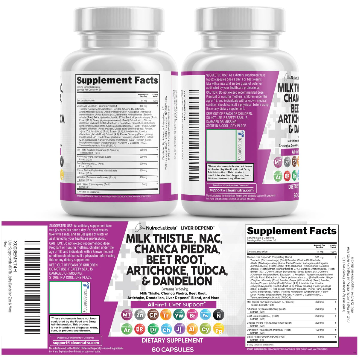 Clean Nutraceuticals Liver Defend 28-in-1 – Milk Thistle, NAC, Chanca Piedra & TUDCA, 2 Pack - Calm Era