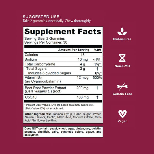Gomitas Goli Beets Cardio — CoQ10 y extracto de remolacha, 60 unidades