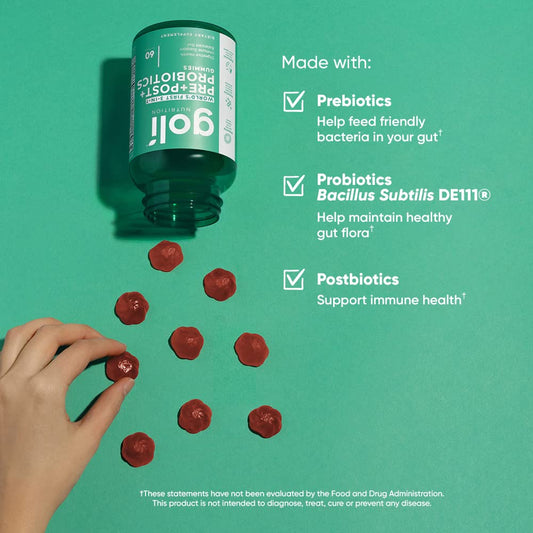 Gomitas Pre+Post+Probióticos de Goli – Sin Gluten, Vegano, No OGM | 300 Unidades