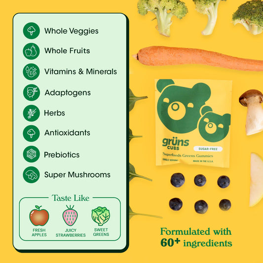 Grüns Multivitamin for Kids – Sugar-Free Super Greens Gummies 28ct - Calm Era