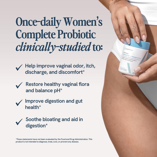 Happy V Dr. Formulated Vaginal Probiotics for Women – pH Balance, Urinary & Gut Support - Calm Era