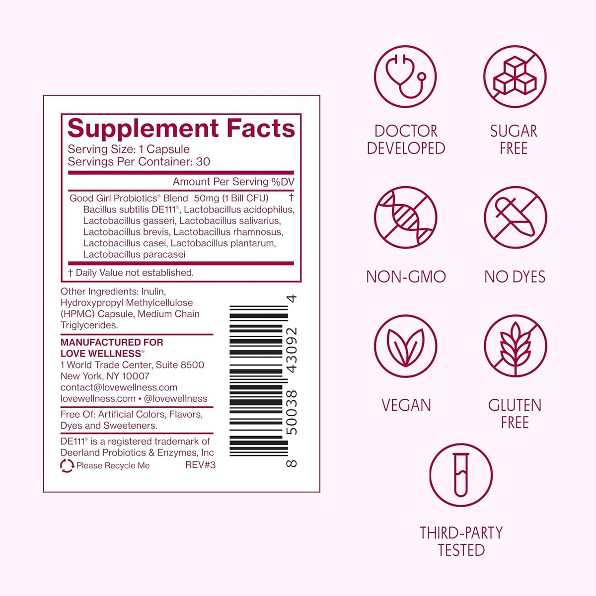 Love Wellness Good Girl Probiotics – 9-Strain Vaginal Health | 30 Capsules - Calm Era