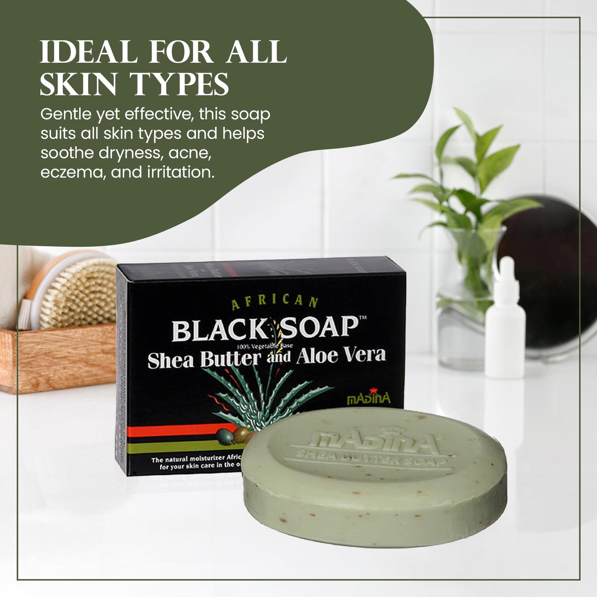 Madina African Black Soap Bar — Shea Butter & Aloe 6-Pack - Calm Era