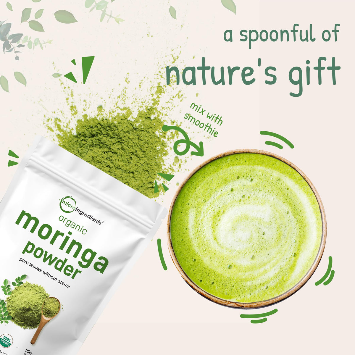 Moringa Oleifera Ecológica en Polvo 907g | Cultivada en India | Superalimento Vegano