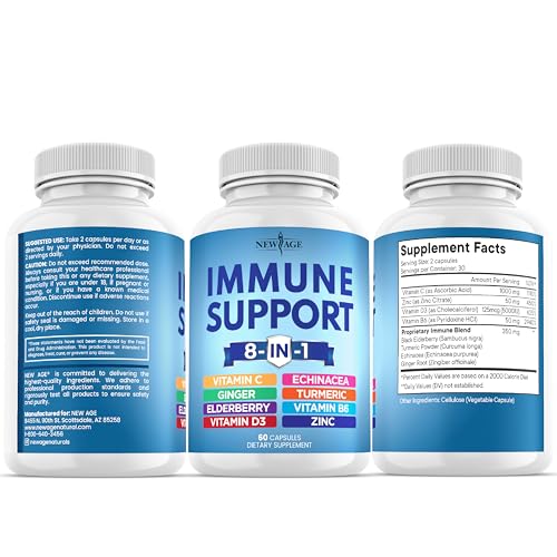 New Age 8-in-1 Immune Support Booster 180 Capsules Pack of 3 - Calm Era