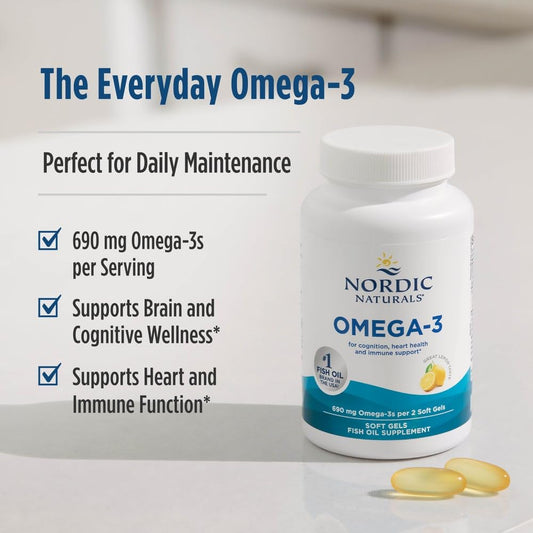 Nordic Naturals Omega-3 Limón 690 mg EPA/DHA | 180 Cápsulas Blandas 90 Porciones