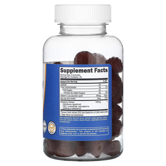 Gomitas de saúco Nutricost con vitamina C y zinc — 90 unidades