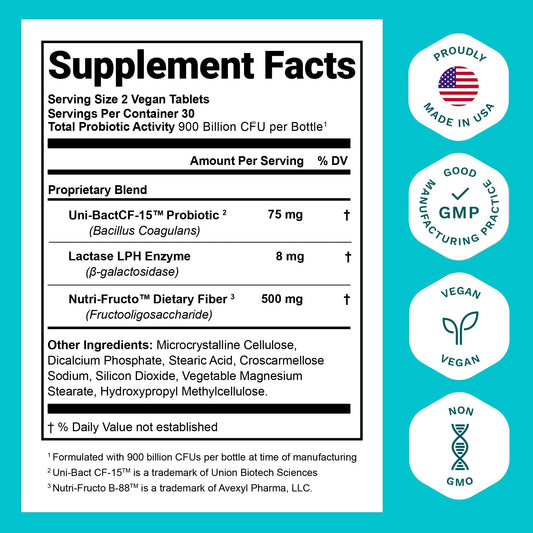 Nutrition Essentials Probiotics for Women & Men with Lactase Enzyme & Prebiotic Fiber – 3 Count of 60 Tablets - Calm Era