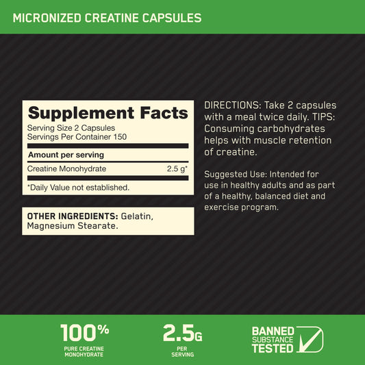 Optimum Nutrition Creatina 2500 Cápsulas