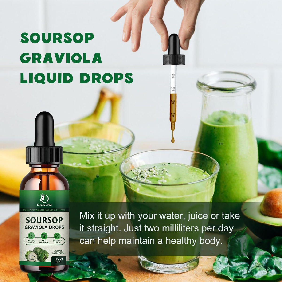 Organic Soursop Graviola Liquid Drops — 2 Pack, 2fl oz Each - Calm Era