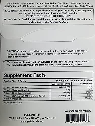 Parches PatchMD Biotin Plus – Biotina y soporte capilar | Suministro para 30 días
