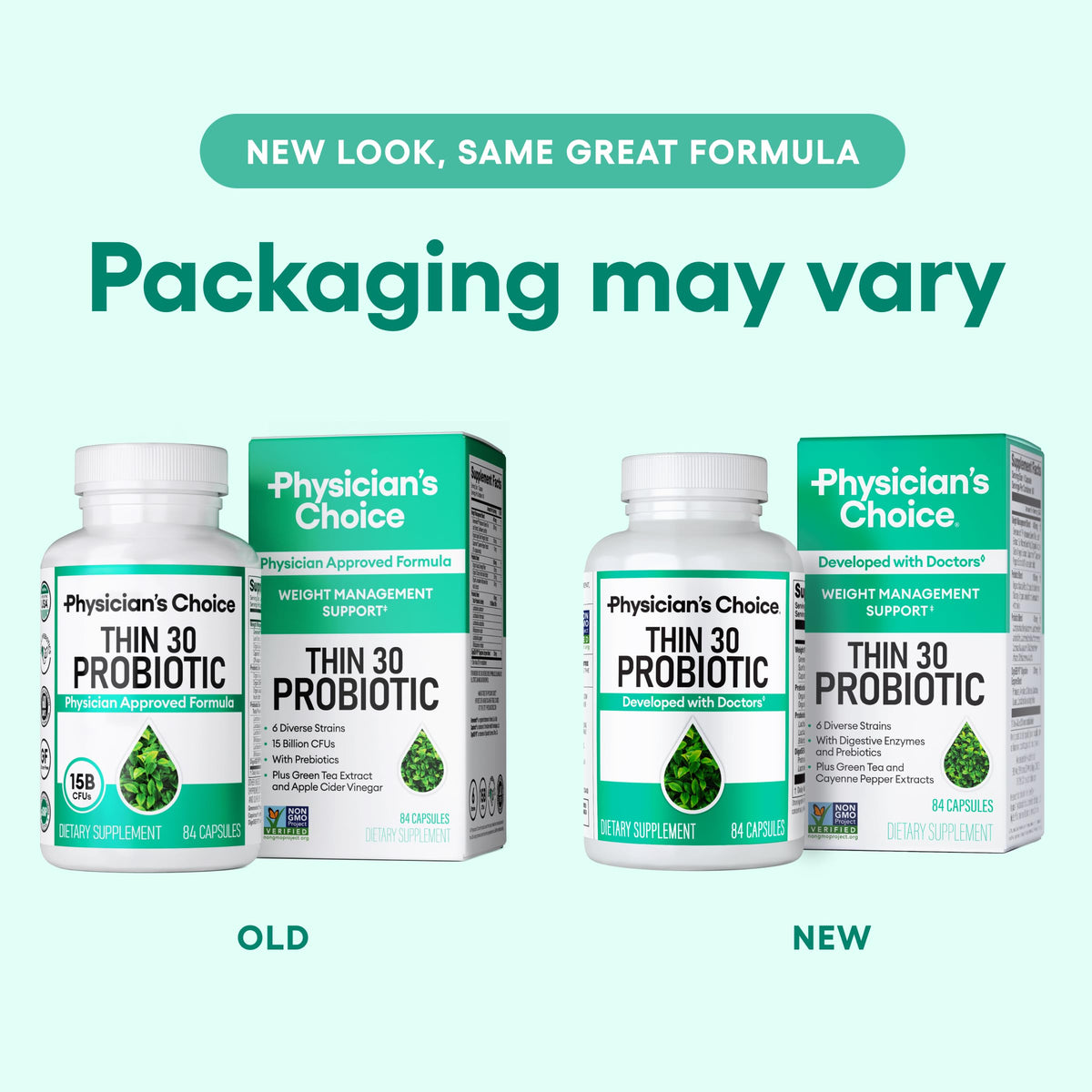 Physician's CHOICE Probióticos – Control de peso e hinchazón, 6 cepas, 84 unidades