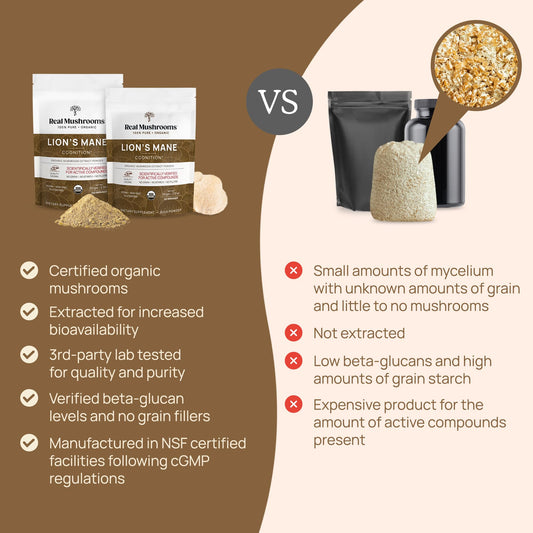 Real Mushrooms Lion's Mane Powder 150 Servings | Organic USDA Certified