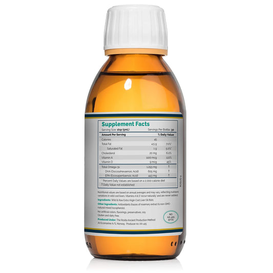 Aceite de hígado de bacalao virgen extra Rosita – Aceite nórdico puro sin procesar