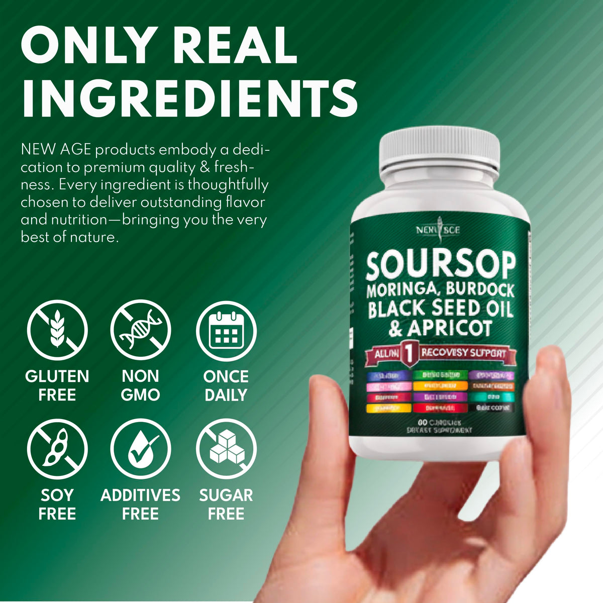 Soursop All-in-One Supplement with Moringa, Sea Moss & Berberine 120ct