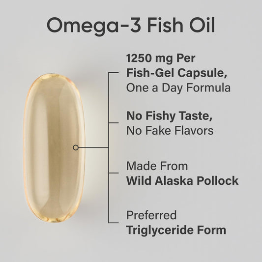 Sports Research Omega-3 Fish Oil 1250 - Triple Strength, MSC Certified, 180 Softgels - Calm Era