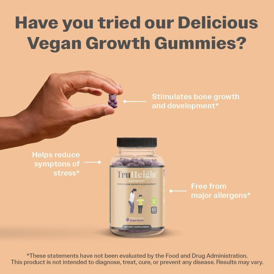 Gomitas de crecimiento TruHeight (uva) – Apoyo natural para el crecimiento de niños y adolescentes