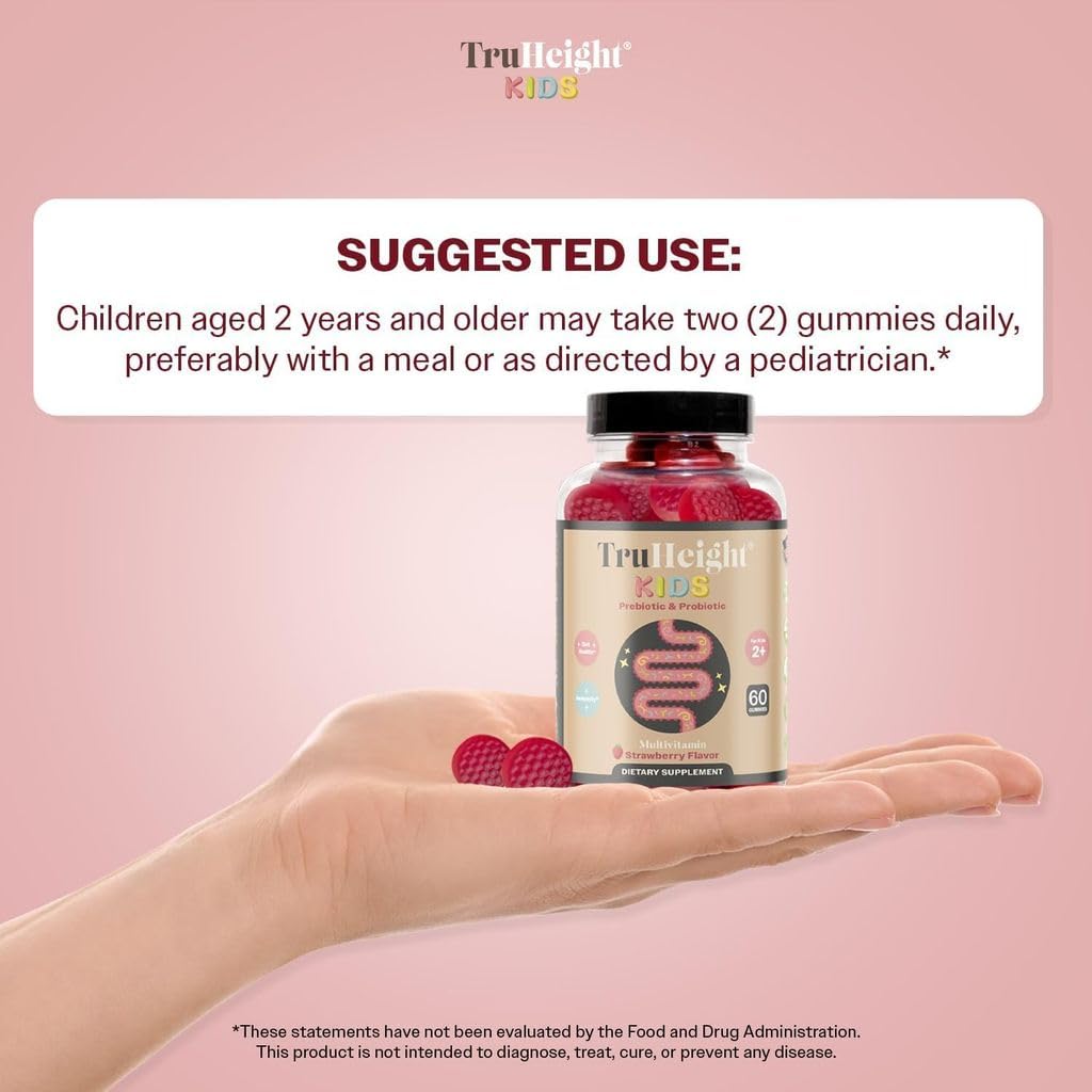 Gomitas prebióticas y probióticas TruHeight Kids — Fresa, para mayores de 2 años