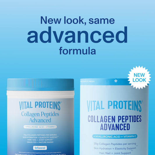 Péptidos de Colágeno Avanzados de Vital Proteins con Ácido Hialurónico y Vitamina C – 567 g, 27 porciones