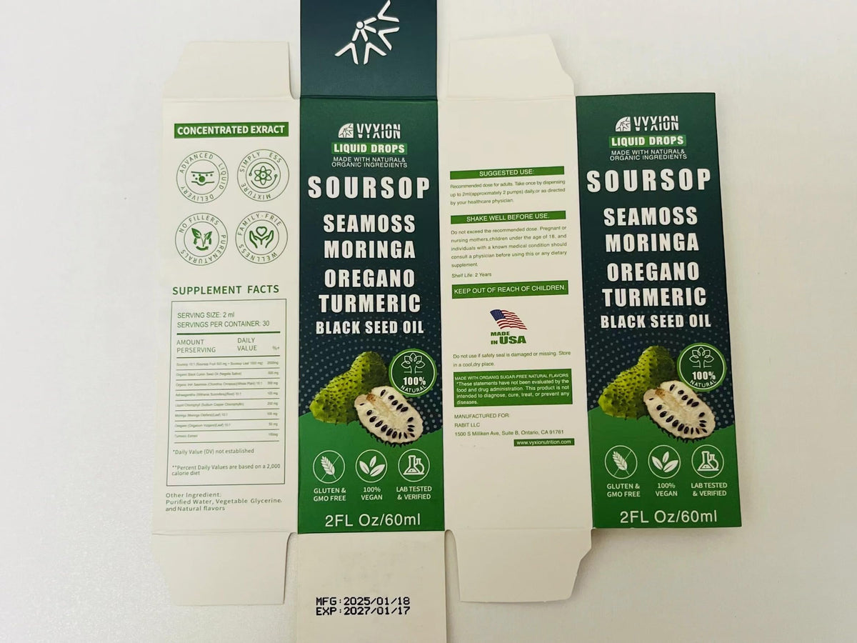 Soursop Bitters Liquid Drops 10-in-1 with Moringa & Ashwagandha 2fl oz