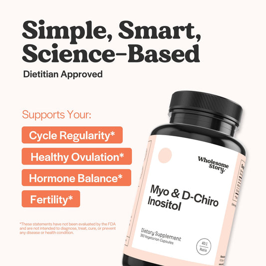 Wholesome Story Mioinositol y D-Quiro Inositol – Proporción 40:1, 90 Dosis