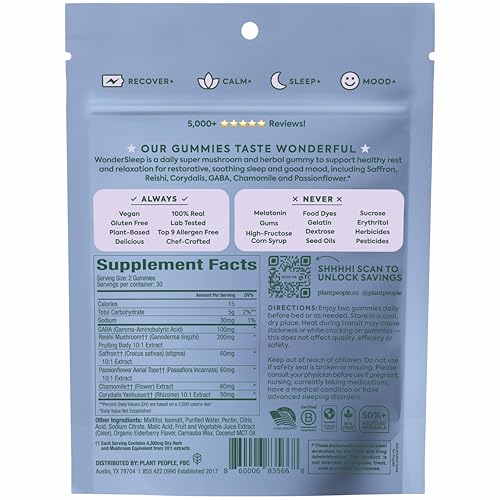 Gomitas de Hongos WonderSleep para Dormir y Relajarse, 60 unidades