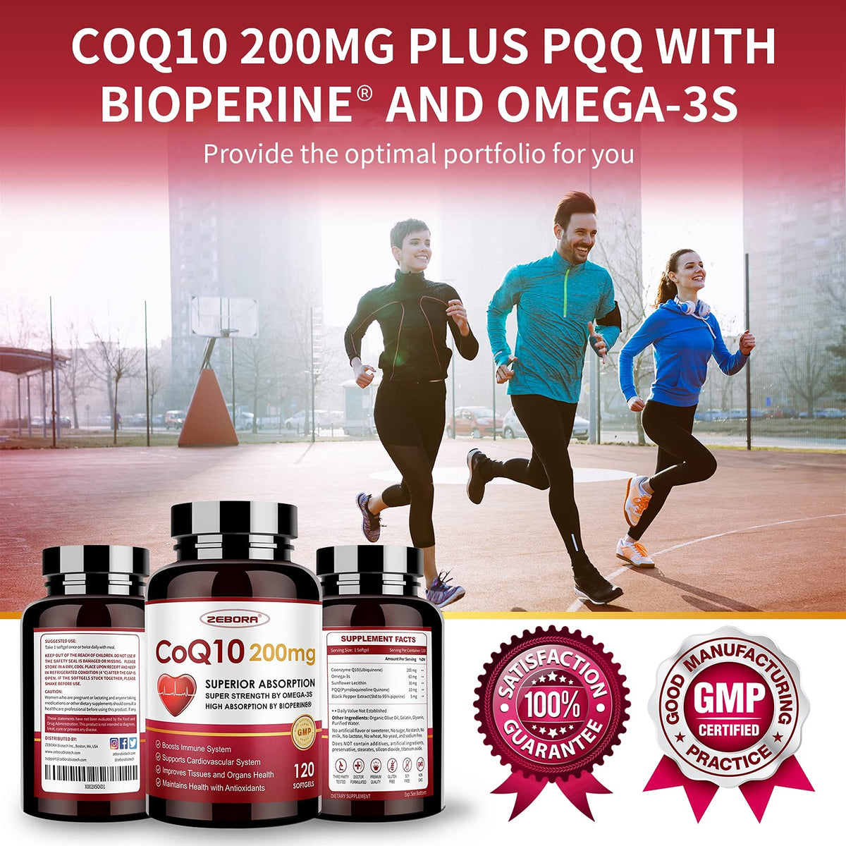 Zebora CoQ10 200mg with PQQ, BioPerine & Omega-3 – 2 Pack - Calm Era