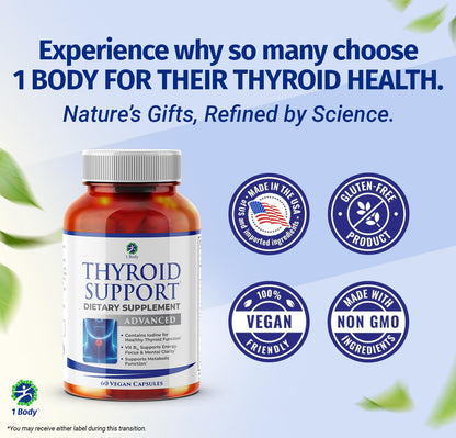 1 Body Thyroid Support Supplement – 90-Day, 3 Pack (Non-GMO Vegetarian) - Calm Era