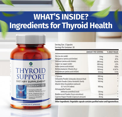 1 Body Thyroid Support Supplement – 90-Day, 3 Pack (Non-GMO Vegetarian) - Calm Era