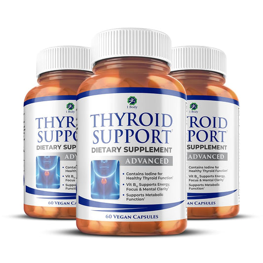 1 Body Thyroid Support Supplement – 90-Day, 3 Pack (Non-GMO Vegetarian) - Calm Era