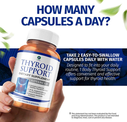 1 Body Thyroid Support Supplement – 90-Day, 3 Pack (Non-GMO Vegetarian) - Calm Era