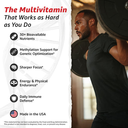10X Health System Optimize Multivitamin for Men – 90 Capsules | 34-in-1 Methylated Formula, 5-MTHF, NAC, 800 mcg B12 - Calm Era