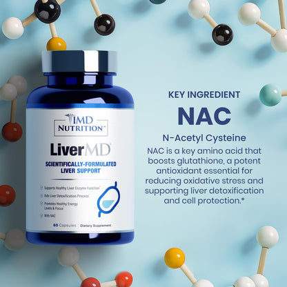 1MD Nutrition LiverMD - Liver Support Supplement with Siliphos Silybin & NAC | 60 Capsules - Calm Era