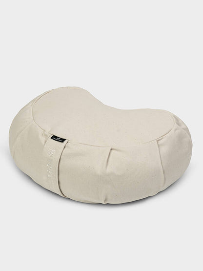 Beige meditation pillow on a white background
