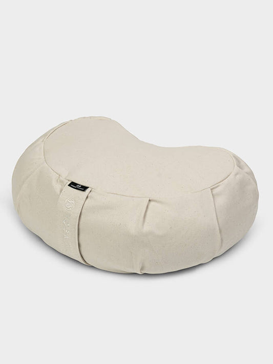 Beige meditation pillow on a white background