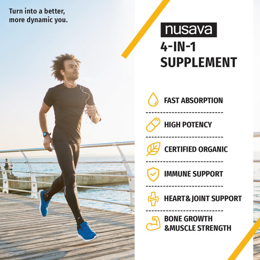 NUSAVA Gotas de Vitamina D3 K2 con Aceite MCT – 5000 UI, Vainilla (Paquete de 4)