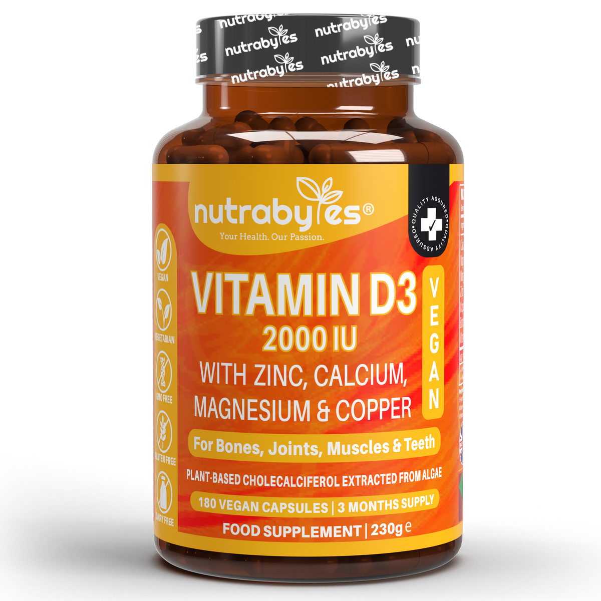 Nutrabyes Vitamin D3 supplement bottle on a white background