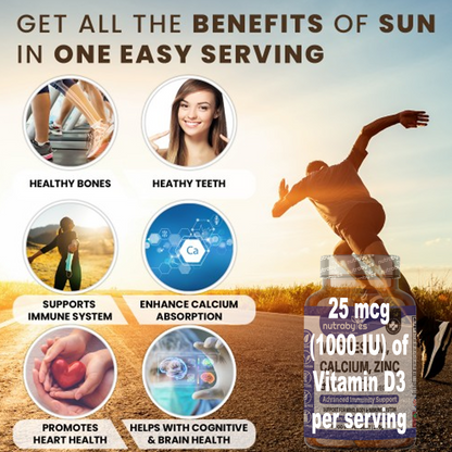 Complejo de Magnesio, Calcio, Zinc y Vitamina D3 | Apoyo Inmunológico Avanzado | 180 Cápsulas Veganas
