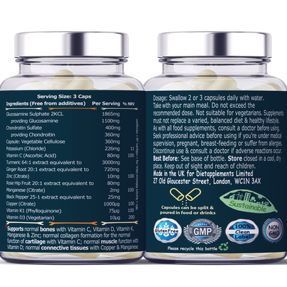 Dietapplements Glucosamine, Chondroitin & Turmeric
