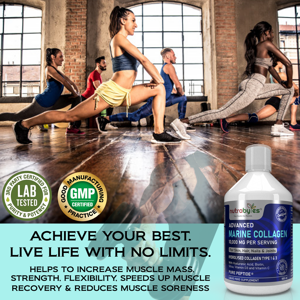 Advanced Liquid Marine Collagen 10,000mg | with Hyaluronic Acid, Biotin & Vitamin C | Berry Flavour