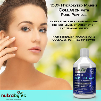 Advanced Liquid Marine Collagen 10,000mg | with Hyaluronic Acid, Biotin & Vitamin C | Berry Flavour