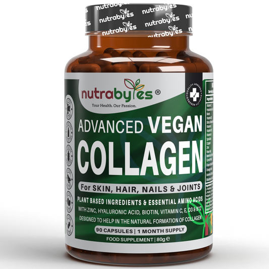 Bottle of Nutrobyles Advanced Vegan Collagen on a white background