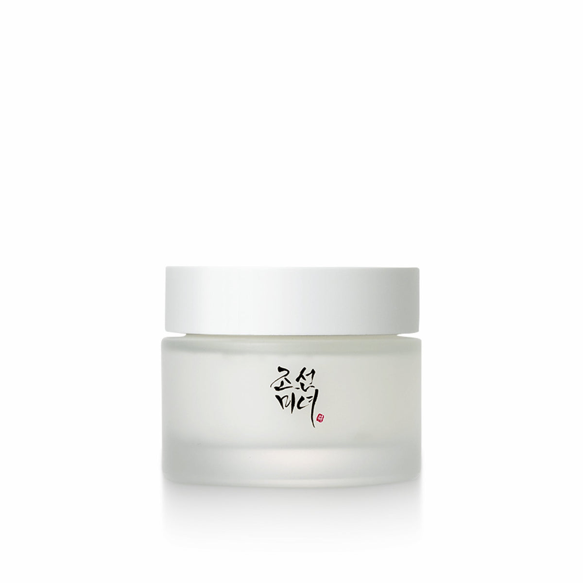 White jar with black text on a white background