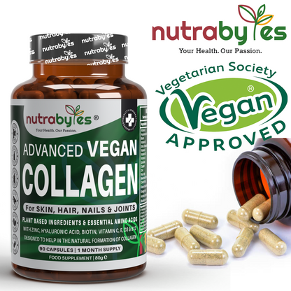 Colágeno Vegano Avanzado | Fórmula a Base de Plantas con Aminoácidos Esenciales | 90 Cápsulas | Suministro para 1 Mes