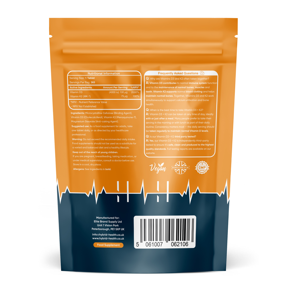 Hybrid Health Vitamin D3 & K2 Tablets
