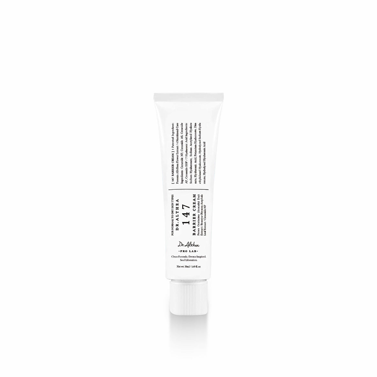 A white squeeze tube of Dr. Ahn's 147 Hair Growth Cream, shown upright against a clean white background with a subtle reflection.