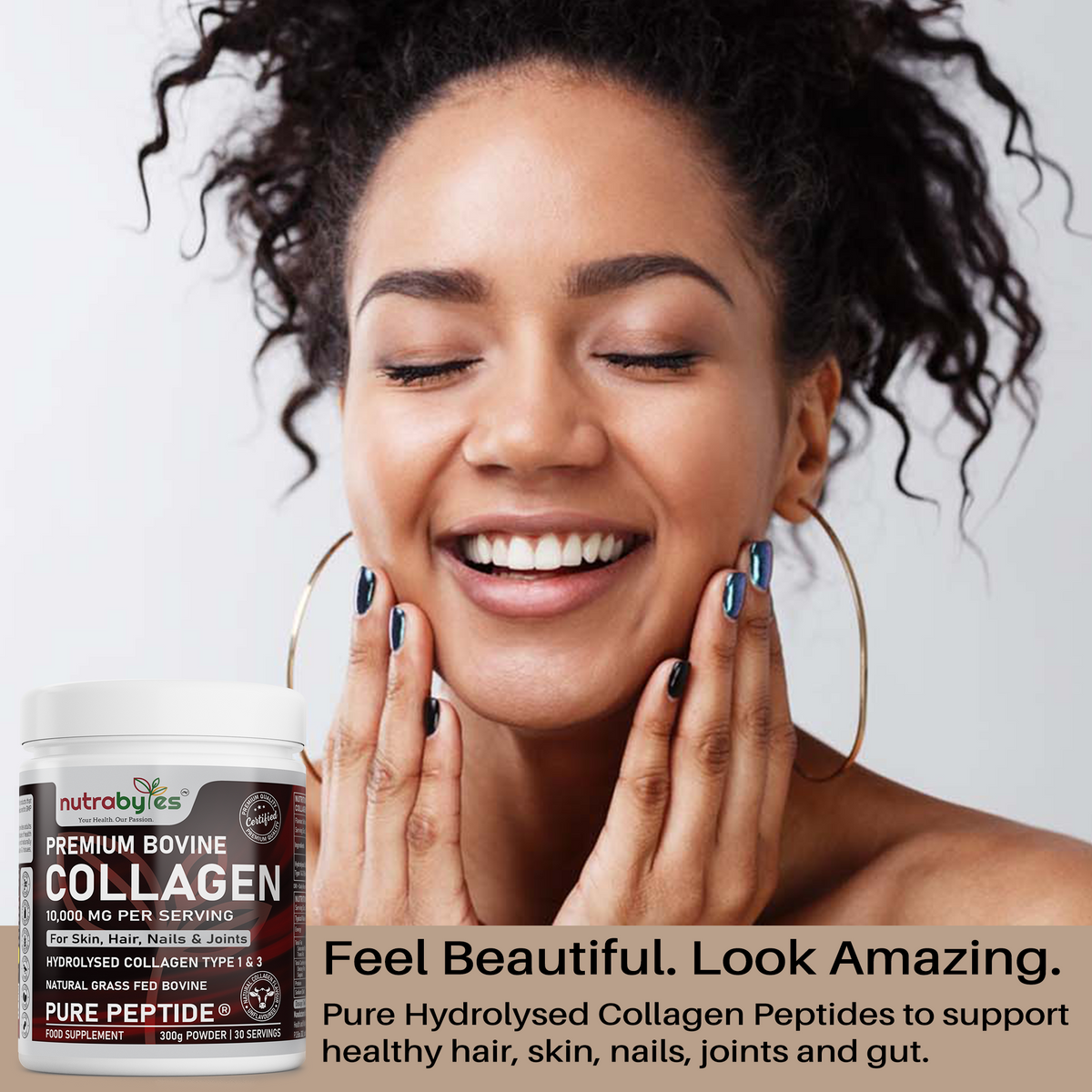 Premium Bovine Collagen Powder 10,000mg | Pure Hydrolysed Peptides Types 1 & 3 | Unflavoured